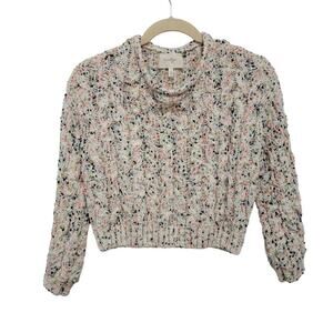 Jessica Simpson Sweater Large Chenille Soft Crop Cable Knit